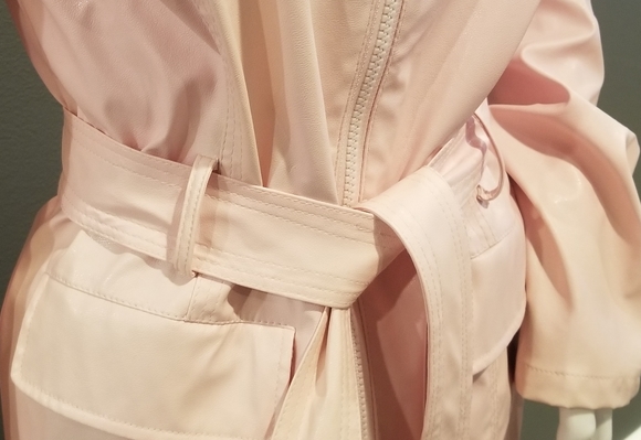 Jennyfer J Pink Vinyl Belted Coat. Size Medium - Picture 3 of 6